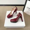 Zapatos de tacón de aguja con punta redonda para mujer con correa de hebilla, zapatos de tacón alto retro franceses con plataforma, zapatos de salón modernos y elegantes, zapatos de tacón alto para fiesta