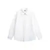 Camisa Branca de Manga Longa com Dois Bolsos Estilo Casual para o Trabalho Tecido Encorpado Gola Ponta Fechamento Simples Solta Camisa Camisa de Camada Interna Roupa Externa