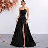 Vestido de noite europeu e americano transfronteiriço de cetim fluido, luxo leve, elegância intelectual, vestido de noiva vintage francês para exterior