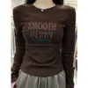 Camiseta interior de terciopelo para mujer otoño e invierno corte ajustado superpuesta ropa interior top corto adelgazante camiseta de manga larga cepillada ajustada en el hombro