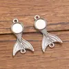 Plata Antigua Diámetro Interior 8mm Accesorios para Joyería DIY Base de Piedra de Tiempo Colgante Doble Base de Pez Conector Colgante Minimalista