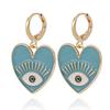 Pendientes colgantes con forma de corazón de ojo de diablo de color, joyería transfronteriza europea y americana, pendientes de amor con ojos geniales de moda para mujer