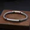 Pulseira Tecida Vintage Feita à Mão para Homens Yu Hongnian Cross-Border Amazon, Pulseira Versátil com Padrão Suástica em Prata Tailandesa