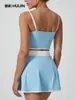 Trajes Deportivos Europeos y Americanos Transfronterizos, Faldas de Tenis para Mujer, Sujetadores Deportivos de Color Contrastante, Ropa Interior de Espalda Bonita, Faldas Cortas, Conjunto de Dos Piezas de Ropa de Yoga