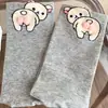 Calcetines de media pantorrilla para Primavera y Otoño Oso de Dibujos Animados Tridimensional Lindo Diseño de Pareja Huevo de Oso Calcetines Divertidos Lindos para Mujer