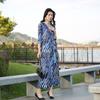 Vestido para Pausa para Chá com Estampa Geométrica Decote V Amarração Emagrecedor Feminino Pgdvf Vestido Envelope Novo Estilo Verão 2025
