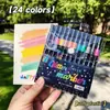 Set de bolígrafos resaltadores con glitter transfronterizos, alto valor estético, bolígrafo de dibujo artístico para estudiantes, marcador de resaltado con glitter para puntos clave al por mayor