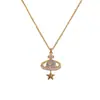 Collar Coreano y Japonés Exquisito de Moda Planeta Estrella Full Diamante, Cadena Versátil de Clavícula de Lujo Ligero Elegante Súper Brillante Venta al por Mayor
