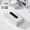 Caja de Pañuelos de Acero Inoxidable Negra sin Taladro para Escritorio, Encimera, Sala de Estar, Baño y Almacenamiento de Papel Higiénico