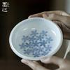 Accesorios para la ceremonia del té Moji, olla de cerámica pintada a mano con flores azules y un plato para refrigerios domésticos, juego de té Kung Fu, plato de burbujas secas, base para olla