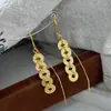 Pendientes de Tachuela de Moneda de Cobre con Diseño Único, Pendientes de Tachuela con Diamantes de la Moneda de los Cinco Emperadores en Chapado en Oro de Moda para Mujer, Venta al por Mayor