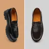 Transfronteiriço Tamanho Grande 2026 Solado Grosso Aumentador de Altura Sapatos Masculinos Moda Clássico Preto Mocassins de Boca Aberta Sapatos de Couro para Negócios Sapatos Masculinos 46