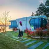 Cápsula Espacial Edificio Ensamblado, Cafetería Contenedor Elevable, Sala de Sol Salón de Té con Leche para Actividades al Aire Libre