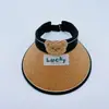 Sombrero de Sol con Protección Solar para Niños, con Parte Superior Abierta, Diseño de Oso, Tejido de Paja, para Niños y Niñas, Ala Ancha, Enrollable, Sombrero Popular para Bebé