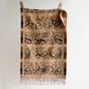 Lenço estilo étnico com estampa paisley e bordas coloridas, padrão vintage francês de alta qualidade, versátil e estiloso para outono e inverno