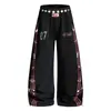 Direto do fabricante: Calça Jogger da Moda Estilo Americano com Estampa de Listra de Nota Musical, Design Unissex com Cintura Dupla, Calça de Pernas Largas