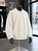 Suéter macio de cor pura estilo preguiçoso para homens e mulheres, inverno grosso quente, malha versátil solta para jovens, para casais
