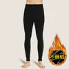 Calças Térmicas para Meninos Adolescentes, Forradas com Fleece e Espessadas, Cintura Alta, Calças de Algodão Camada Base Resistentes ao Frio de Inverno para Alunos do Ensino Fundamental II e Médio