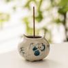 Planta Gris Pintado a Mano Panda Juega Bambú Trípode Pequeño Quemador de Incienso Soporte de Incienso de Cerámica de Doble Oreja Adornos Domésticos para Interior Madera de Agar