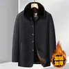 Jaqueta acolchoada de algodão masculina de inverno, com forro de fleece e espessa, para pais e avôs, peça de cima para outono e inverno, casaco quente de chenille para homens de meia-idade e idosos