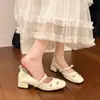 Zapatos Mary Jane versátiles con tacón grueso y punta cuadrada con tira 2026 para mujer, nuevos zapatos de corte bajo con lazo francés
