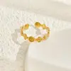 Anel de Abertura de Nicho Nova Luxo Leve Transfronteiriço Feminino Forno Ouro Real Aço Inoxidável Anel de Personalidade Simples Feminino Ajustável