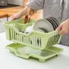 Escurridor de Platos Cocina Escurridor de Tazones y Platos Estante de Almacenamiento de Utensilios para Fregadero Hogar Encimera Caja de Almacenamiento con Drenaje para Tazones y Palillos