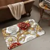 Alfombra de Baño Floral 3D de Lujo Ligero con Toque de Alta Gama, Felpudo Decorativo para el Hogar Antideslizante, Alfombrilla Absorbente para Pies de Baño