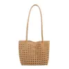 Cesta de vegetais tecida elegante de alto valor bolsa vazada bolsa tote de ombro único bolsa de axila personalizada moderna de grande capacidade