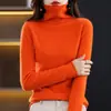 Suéter 100% Lana Pura para Mujer, Estilo Otoño e Invierno, Suéter Simple de Cuello Alto, Elegante Capa Base de Punto de Cuello Alto