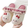 Pantuflas de Peluche de Gato de Dibujos Animados Súper Lindas Jingyuzhai, Imprescindibles para el Hogar, Pantuflas de Algodón Suaves, Cómodas y Antideslizantes