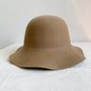 Sombrero de Lana Estilo Japonés para Mujer Otoño e Invierno Rizo Ondulado Retro Británico Combinable Sombrero de Pescador Sombrero de Cubo de Ala Ancha Estilo Coreano