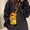 Bolsa de crochê feita à mão com design de boca de salsicha, uma bolsa transversal fofa e peculiar para mulheres e crianças, também adequada como uma pequena carteira de moedas