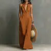 Moda Casual Trendy de Temperamento para Mujer Transfronteriza Europea y Americana 2026 Vestido Largo de Color Sólido de Botonadura Única Ajustado