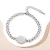Pulseira de Aço Inoxidável Estilo Novo Europeu e Americano Transfronteiriça Sem Palavras Material Pulseira de Corrente Cubana Pulseira de Metal Gravada a Laser