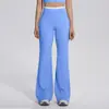 Novas calças esportivas de fitness de cintura alta, estilo duas peças falsas, largas e de perna larga, com blocos de cor em nylon dupla face, para mulheres, com sensação de pele nua