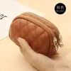 2025 Novo Estilo Chaveiro Bordado Acolchoado de Fio de Primeira Camada Porta-Moedas Pequeno com Zíper de Camada Dupla para Mulheres