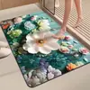 Tapete de Terra de Diatomáceas, Tapete Absorvente de Água e de Secagem Rápida para Entrada de Banheiro, Tapete Resistente à Sujeira e Antiderrapante, Tapete de Banheiro Floral 3D