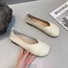 Sapatos femininos retrô franceses de sola macia, novos sapatos de boca rasa para primavera e verão de 2025, sapatos baixos com saia e salto alto