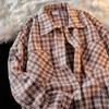 Jaqueta Masculina de Outono Tendência Nacional Oversize Pied-de-poule Gird Marca Tendência Vestido Antigo de Nicho vintage Jaqueta de Trabalho Camisa
