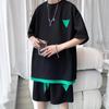 Traje deportivo casual Wafflue para hombre, verano, holgado, para adolescente, conjunto de camiseta de manga corta y shorts
