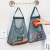 Bolsa de malla colgante para almacenar frutas y verduras, portátil, con asa, para cocina, multifuncional, hueca, transpirable, para colgar ajo y cebolla.