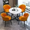 Mesa y Sillas de Piedra Sinterizada de Lujo Ligero Italiano Juego de Mesa y Sillas para Oficina de Ventas Recepción de Ocio Tiendas de Té con Leche Mesas y Sillas Mesas de Celebridad de Internet