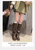 Botas estilo Martin de media pantorrilla para mujer 2026 otoño e invierno nuevas, estilo británico vintage con aumento interno de altura, tacón grueso, caña fruncida y estilo ecuestre