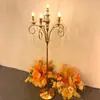Adereços de casamento ferro forjado galvanoplastia castiçal estrada chumbo palco decoração lâmpada área de boas-vindas ornamentos dourados atacado