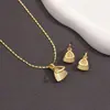Colar com Pingente de Strass Olho de Gato Conjunto de Brincos Stud Corrente Caixa Boêmio Feminino Brincos Dourados Feitos à Mão Ouro Rosa