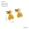 Moda Europea y Americana Sencillos y Elegantes Pendientes de Acero de Titanio Acero Inoxidable Chapado en Oro de 18K Pendientes Mini de Letras de Burbuja para Mujer