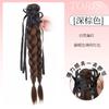 Peluca de cola de caballo con lazo y cinta estilo ballet de una pieza para mujer, trenza doble, cabello artificial, tocado