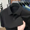 Camisa polo masculina de lã fiada com mangas curtas, uma camada base leve e estilosa, perfeita para primavera, verão e outono, em cores lisas, malha casual e versátil