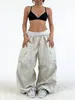 Pantalones de Chándal Anchos de Pierna con Bolsillos Grandes, Estilo Perezoso de Celebridad de Internet de Secado Rápido Retro Americano, Pantalones Casuales de Paracaidista para Danza de Jazz, Hombres Mujeres
